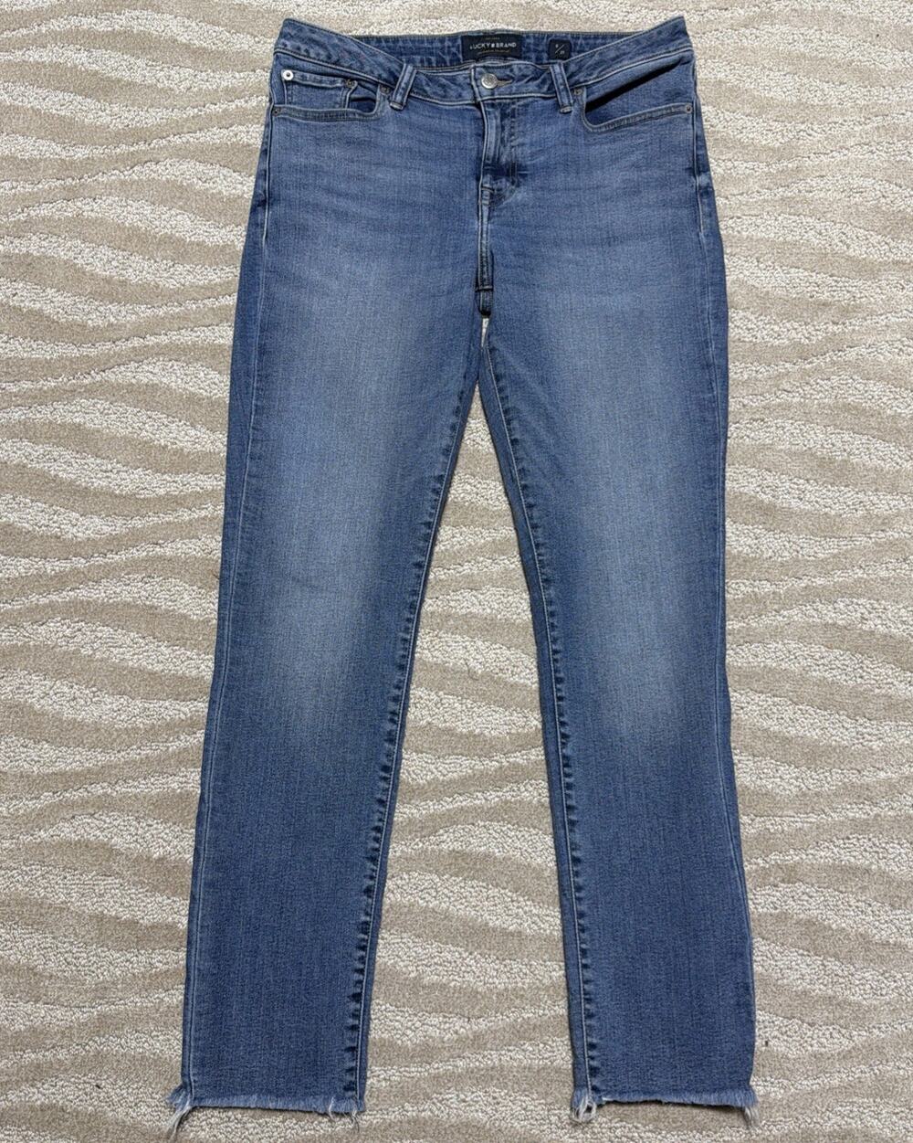 Lucky Brand Jeans Womens Lolita Skinny 8/29 Frayed Ankle Mid Rise Medium Wash